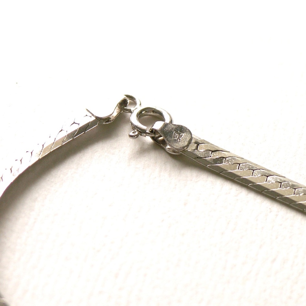 20" Sterling Silver Vintage Herringbone Necklace Made in Italy - Picture 7 of 8